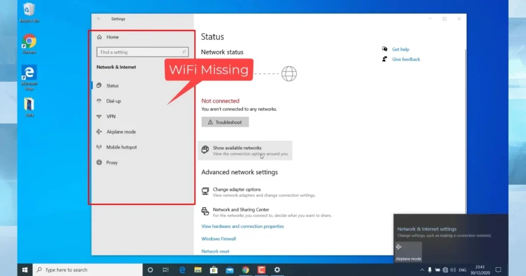 Wi-Fi Not Showing Up