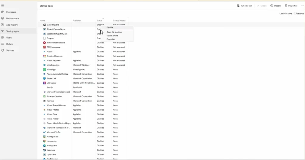 Disable Startup Programs