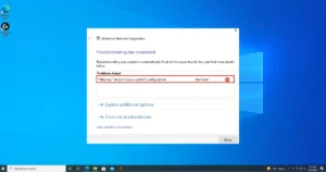 Fix Error: Ethernet does not have a valid IP configuration