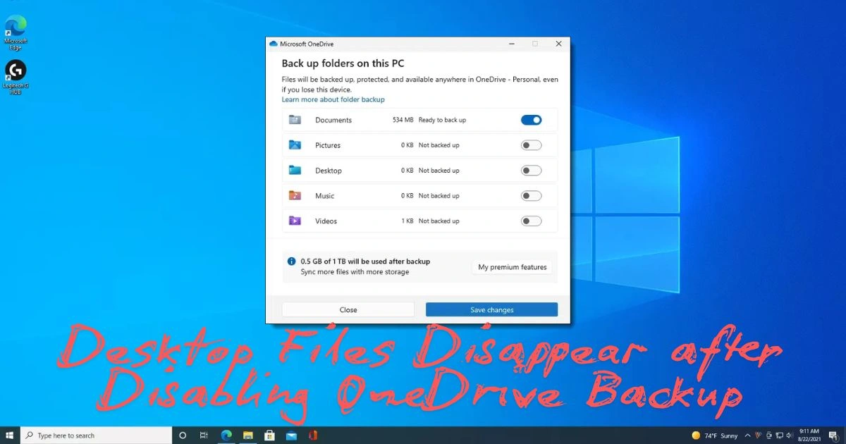 Desktop Files Disappear after Disabling OneDrive Backup